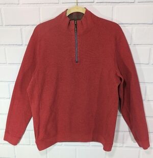 Tommy Bahama Orange/Brown Quarter Zip Reversible Thick Knit Pullover